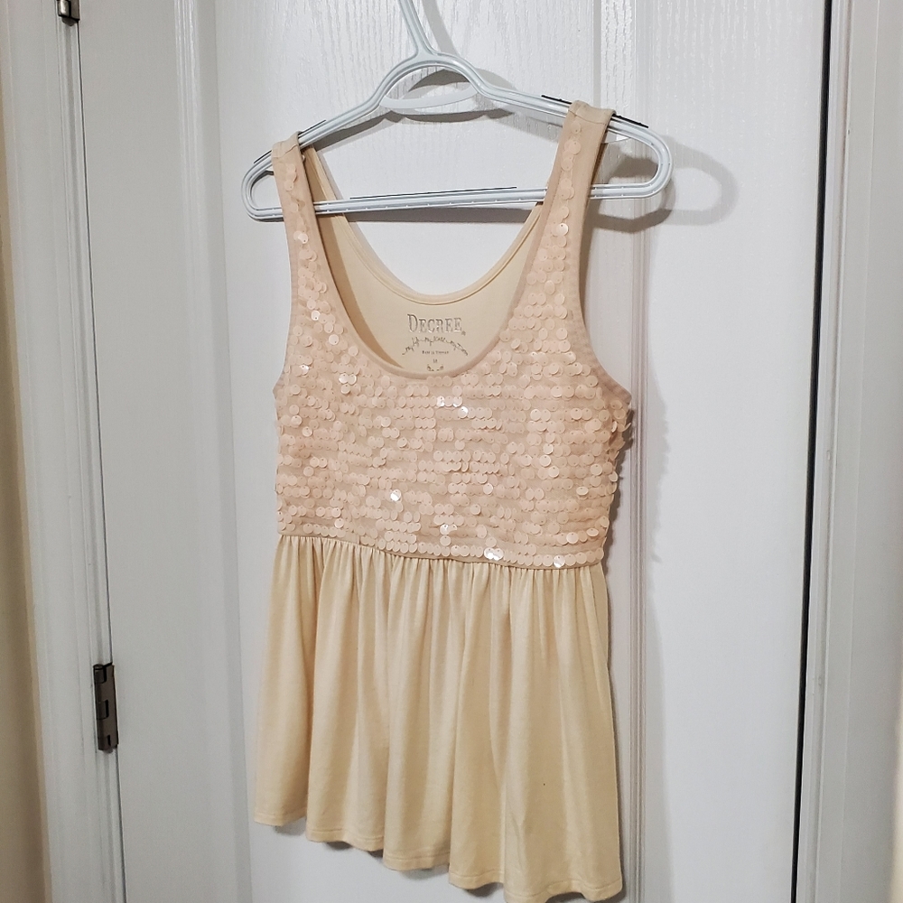 Decree Cream Medium Sequin Tank Top